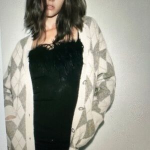 NWT. Zara Argyle Sweater/ Cardigan.